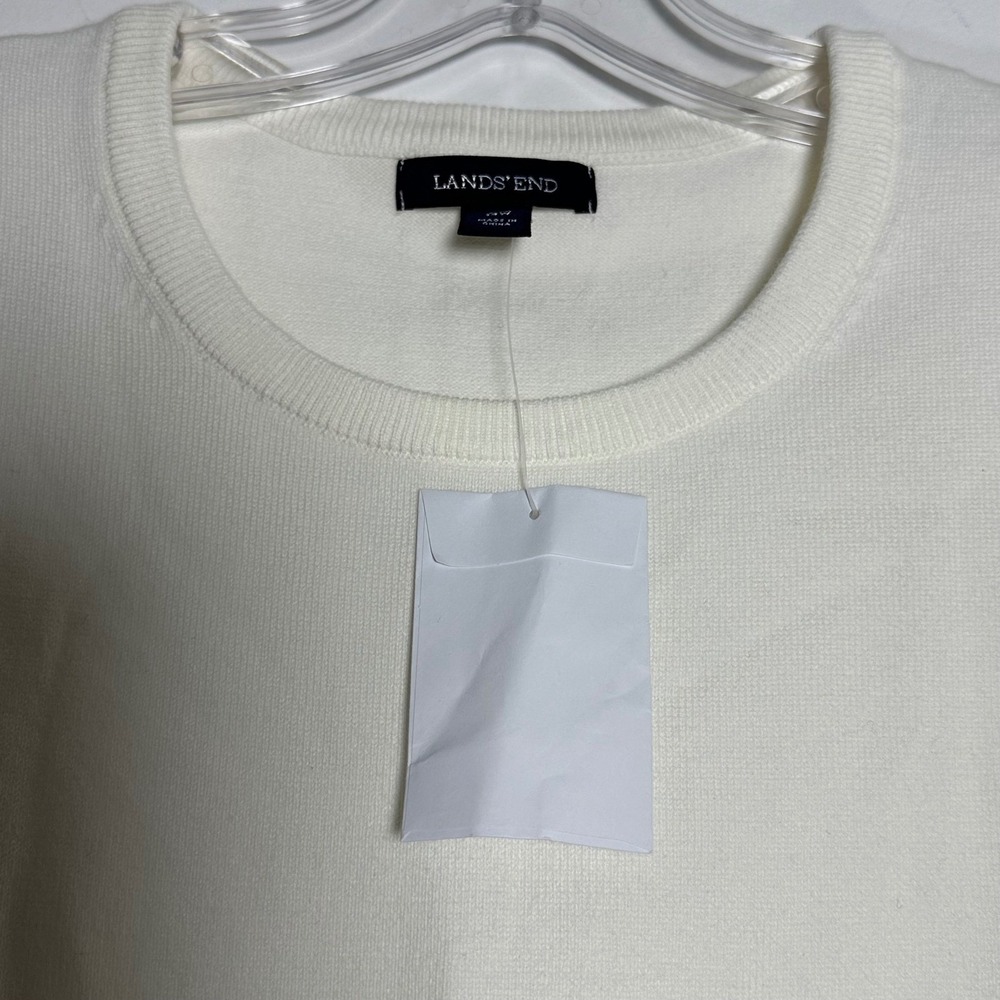 Lands End White Cotton Blend Crew Neck Sleeveless Sweater Vest Shell 0X 14W - Picture 2 of 6